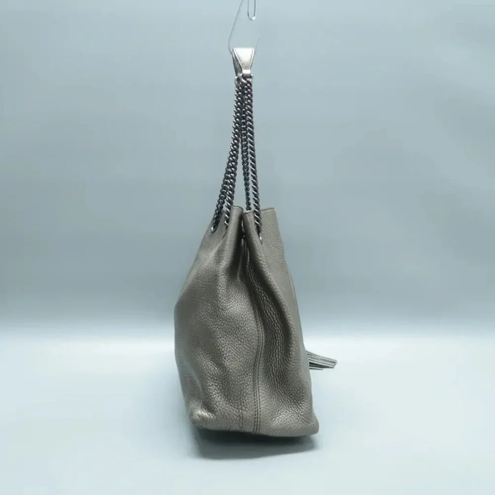 100% Authentic GUCCI Soho Grey Leather Shoulder Bag 533-11424 - Picture 4 of 12